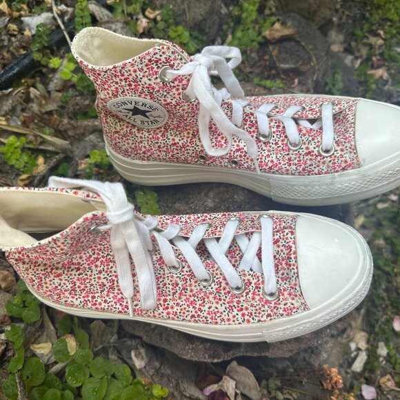 Converse Chuck Taylor All Star Floral High Top Platform Sneakers Size 7 1/2 - Picture 5 of 12